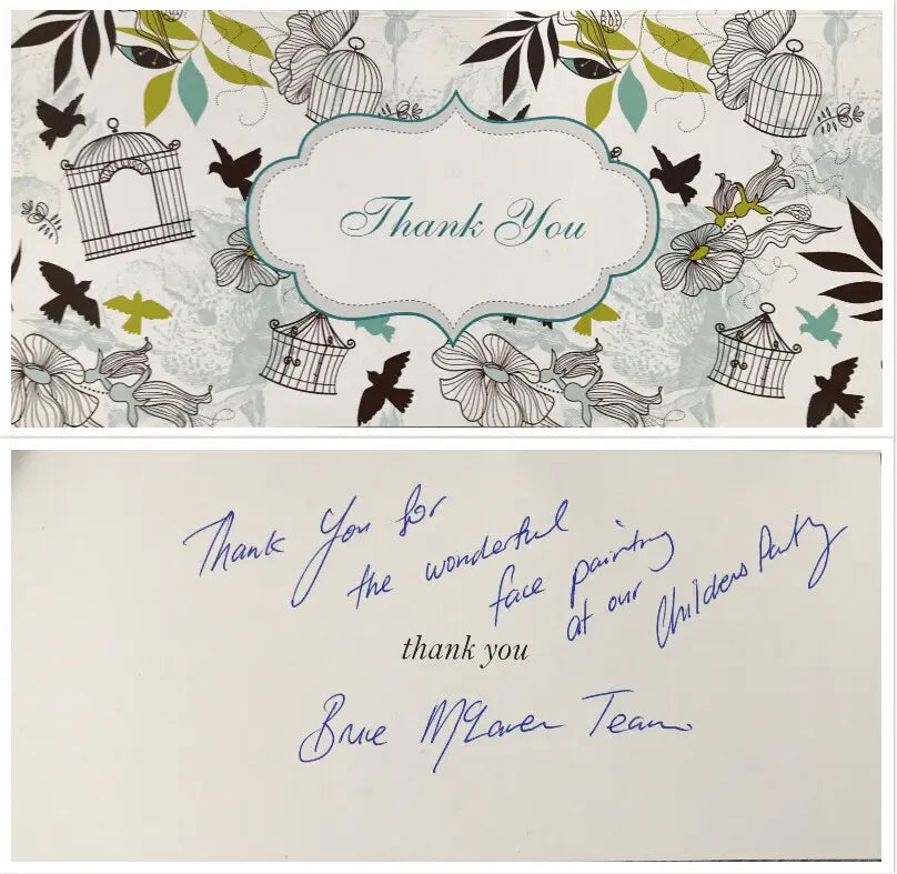 Thank you card from Bruce McLaren Retirement Village