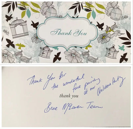 Thank you card from Bruce McLaren Retirement Village